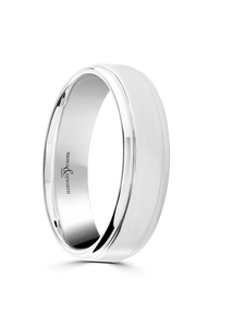 Brown & Newirth Gravity 4mm Patterned Wedding Ring in 18ct White Gold