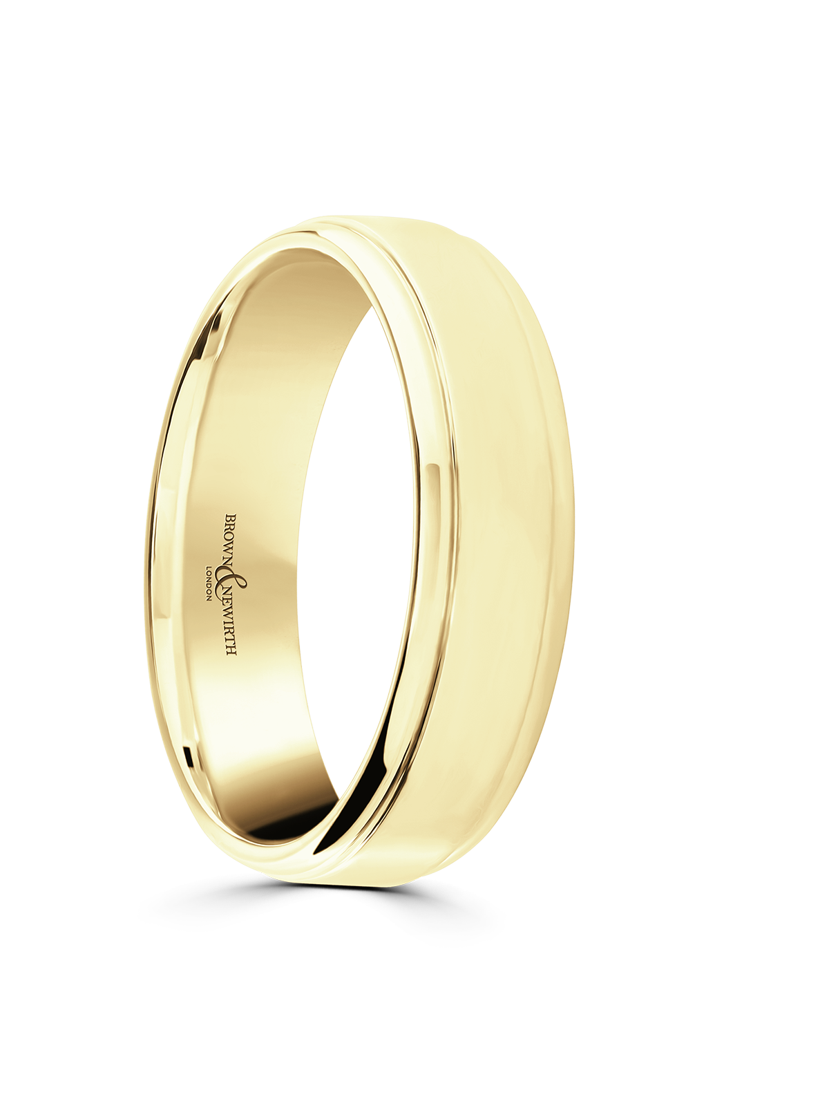 Brown & Newirth Gravity 5mm Patterned Wedding Ring in 9ct Yellow Gold