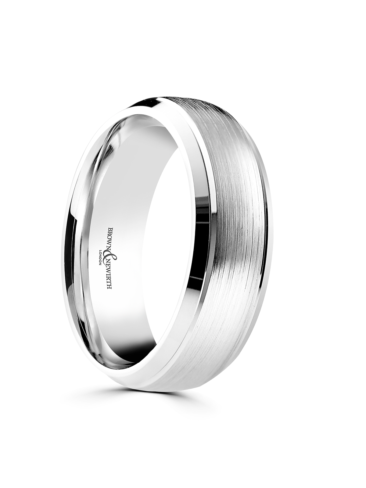Brown & Newirth Element 3mm Patterned Wedding Ring in 9ct White Gold