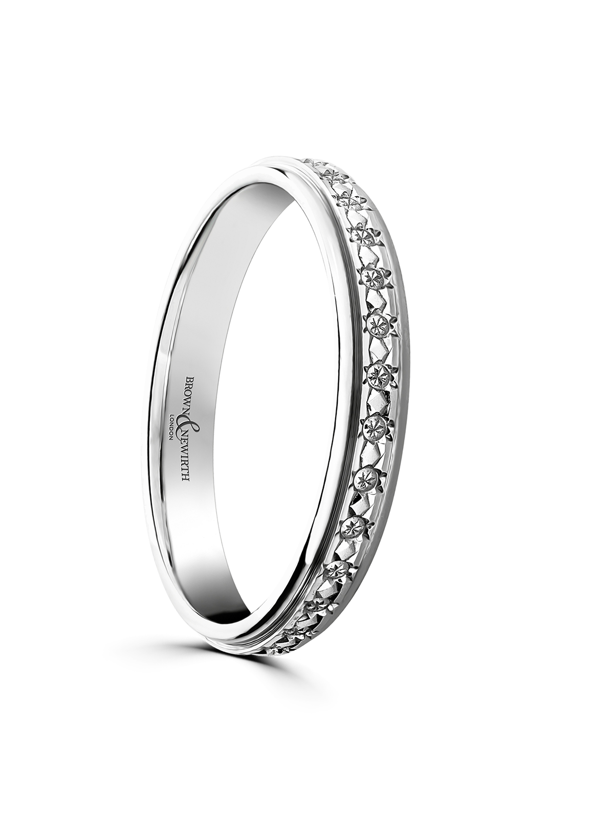Brown & Newirth Stella 3mm Patterned Wedding Ring in Platinum