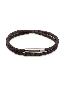 Unique & Co. 21cm Dark Brown Leather Bracelet with Steel Clasp