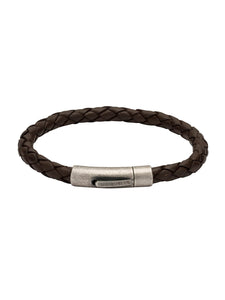 Unique & Co. 23cm Dark Brown Leather Bracelet with Steel Clasp