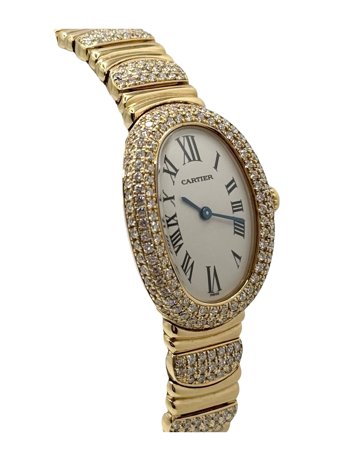 Pre Owned Cartier Baignoire 18ct Yellow Gold Diamond Set Quartz Watch