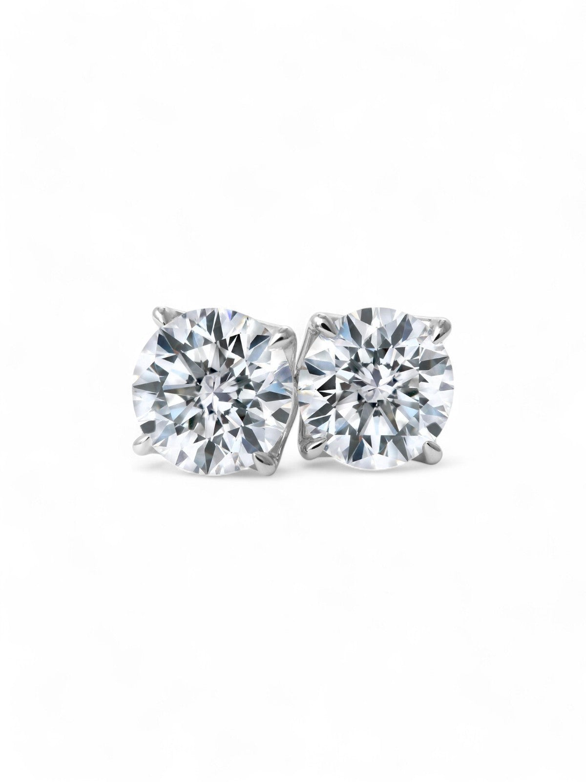 Lab Grown Diamond Round Brilliant Cut Solitaire 2.00ct Stud Earrings in 18ct White Gold