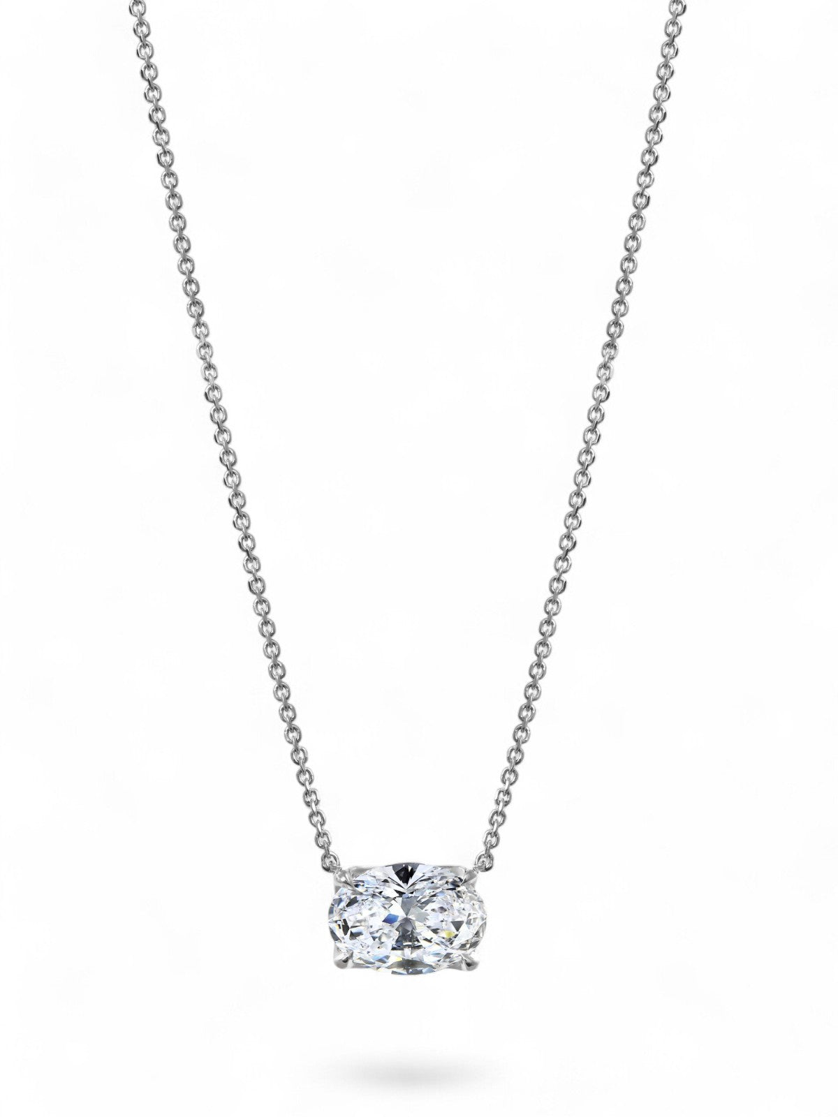 Lab Grown Diamond Oval Cut Solitaire Pendant Necklace in 1.58ct 18ct White Gold