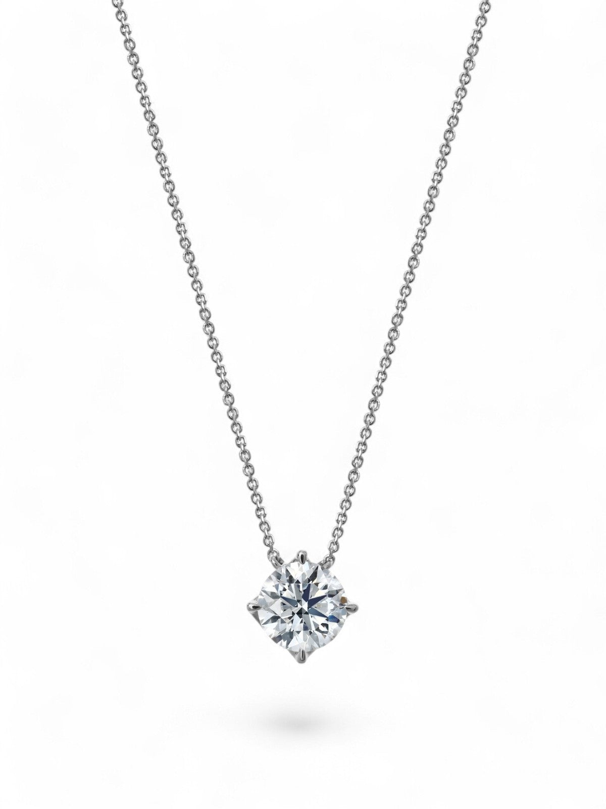 Lab Grown Diamond Round Brilliant Cut Solitaire Pendant Necklace in 1.57ct 18ct White Gold