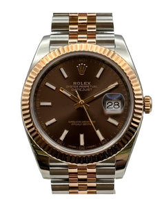 Pre Owned Rolex Datejust Steel & 18ct Everose Gold Automatic 41mm Watch on Jubilee Bracelet