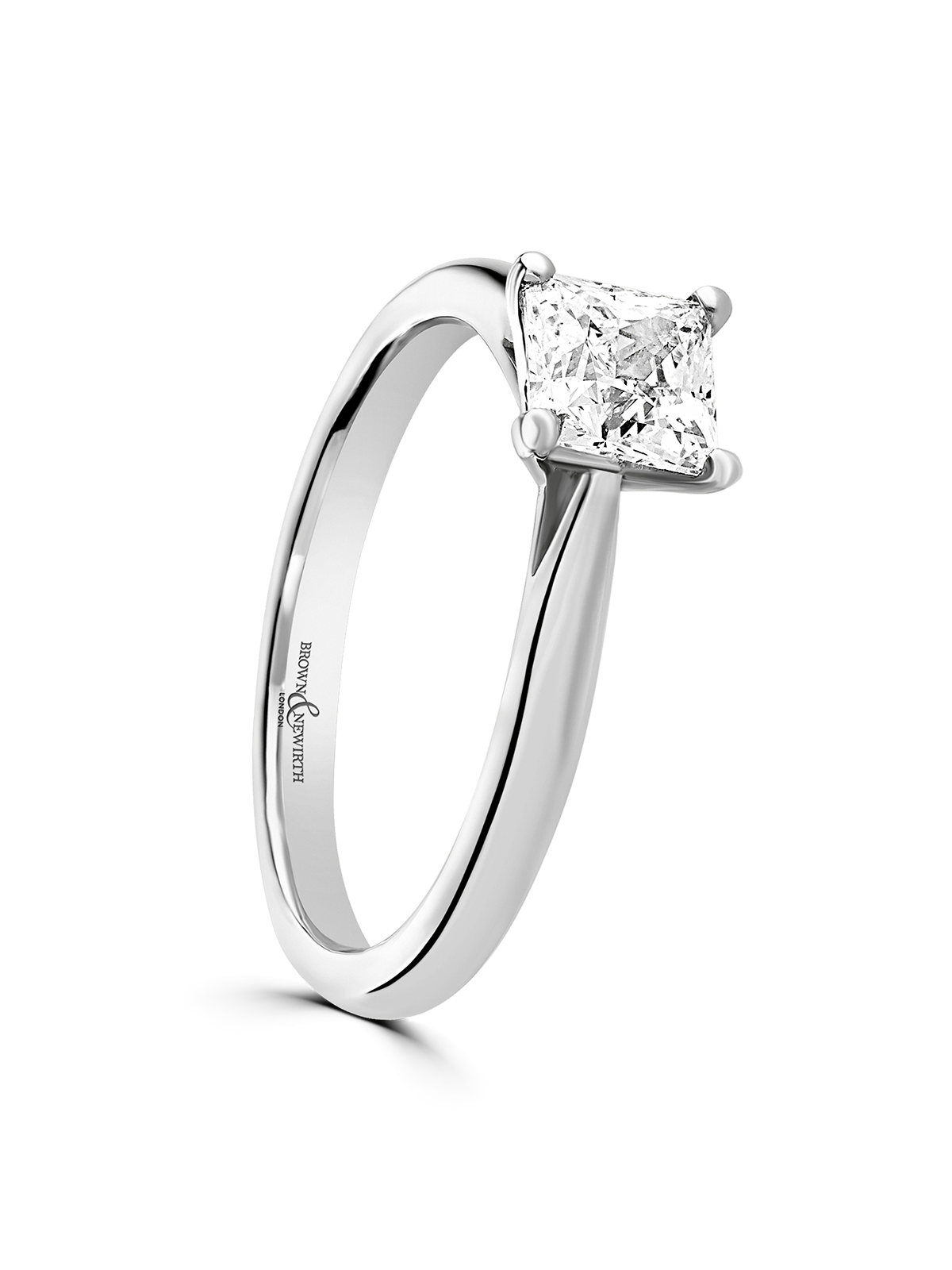 Brown & Newirth Heartbeat 1.00ct Princess Cut Certificated Diamond Solitaire Engagement Ring in Platinum