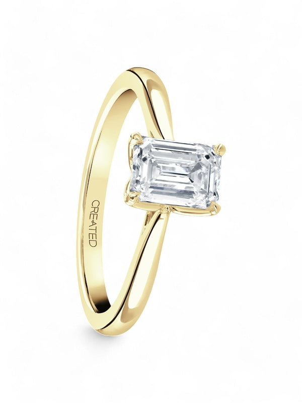 'Sorrel' Approx 1.00ct Emerald Cut Lab Grown Diamond Solitaire Engagement Ring in 18ct Yellow Gold