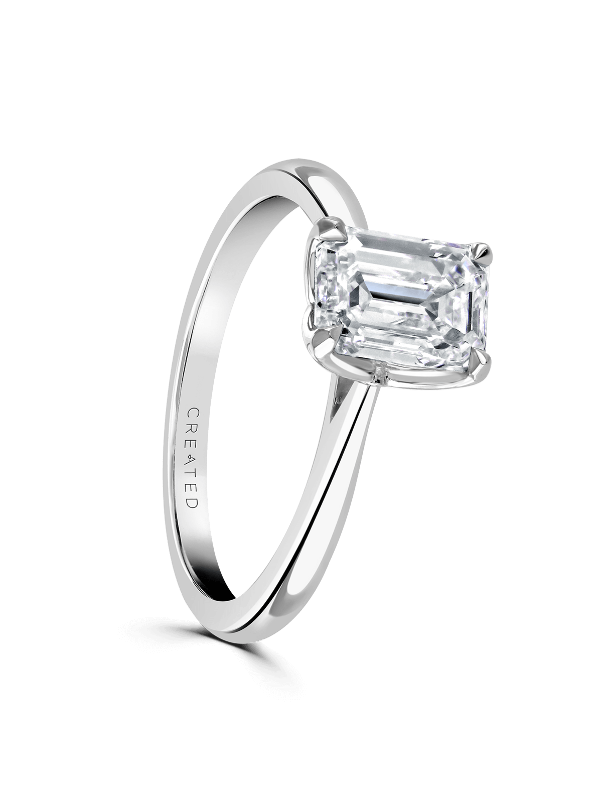 "Magnolia" Approx 1.50ct Emerald Cut Lab Grown Diamond Solitaire Engagement Ring in Platinum