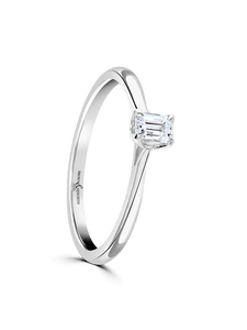 Diamond Solitaire Engagement Ring 0.25ct Emerald Cut in Platinum