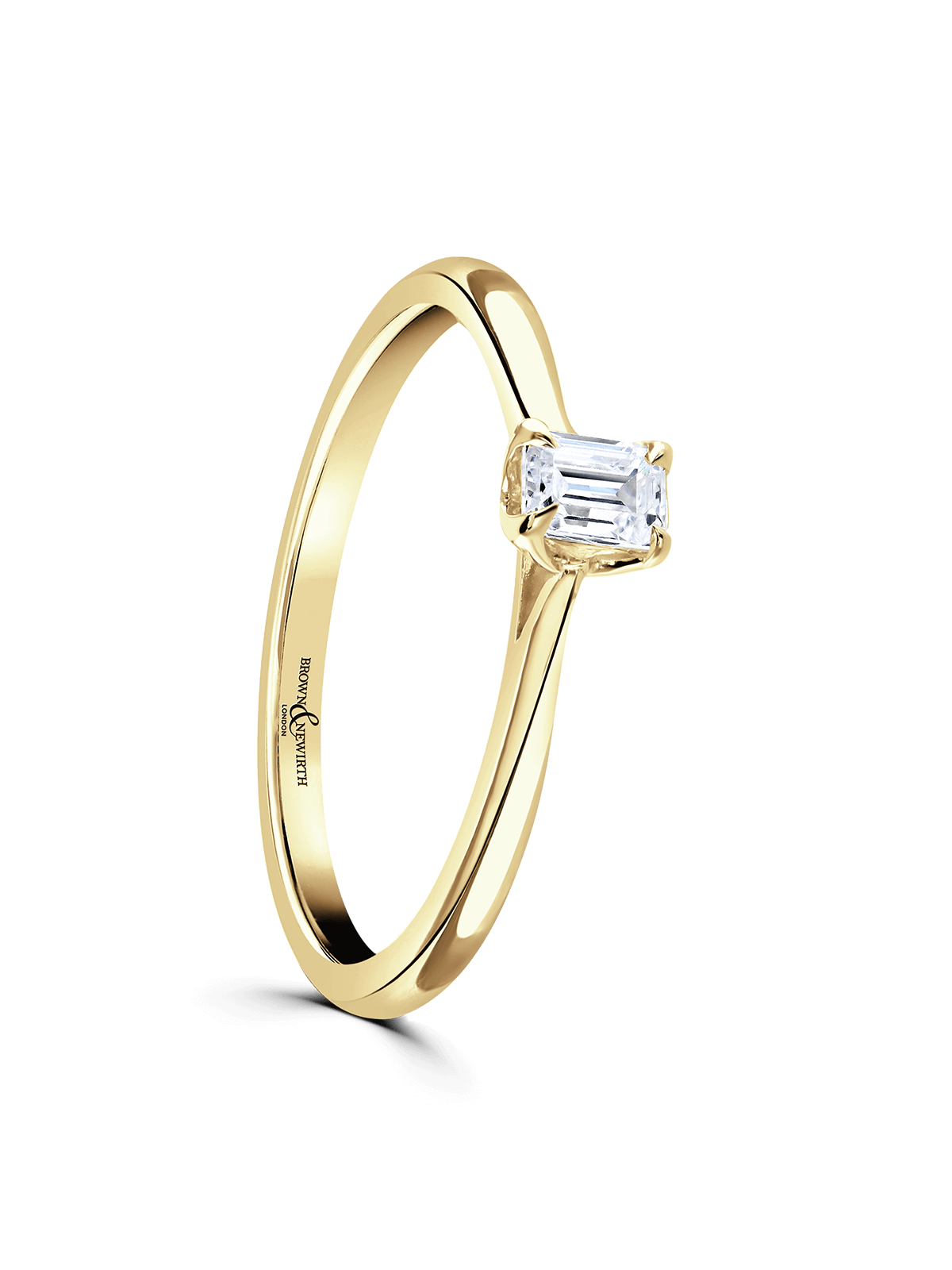 Diamond Solitaire Engagement Ring 0.25ct Emerald Cut in 9ct Yellow Gold