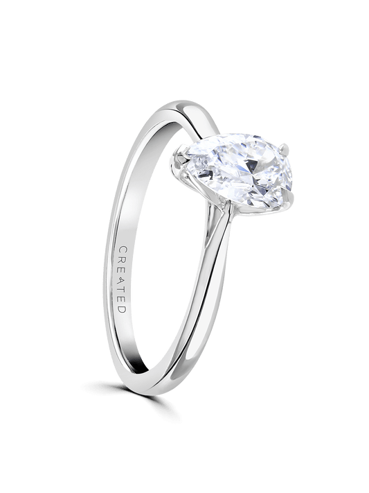 Lab Grown Diamond Solitaire Engagement Ring 1.00ct Pear Cut in Platinum