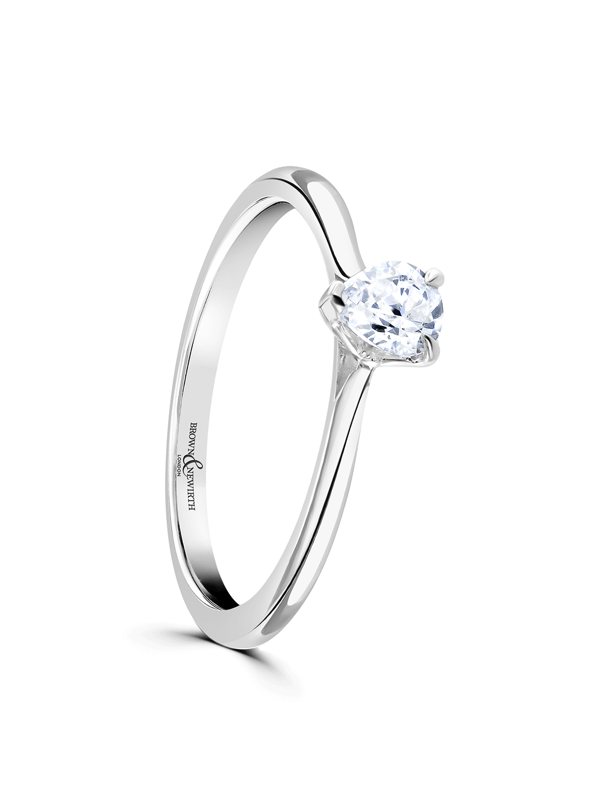 Diamond Solitaire Engagement Ring 0.30ct Certificated Pear Cut in Platinum