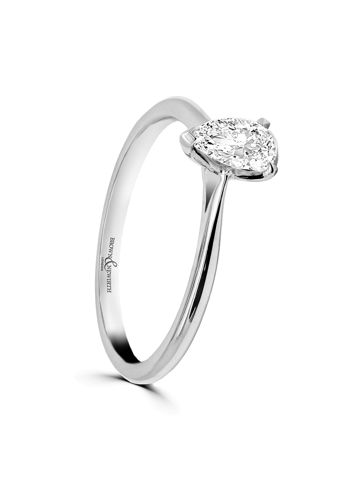 Diamond Solitaire Engagement Ring 0.50ct Certificated Pear Cut in Platinum