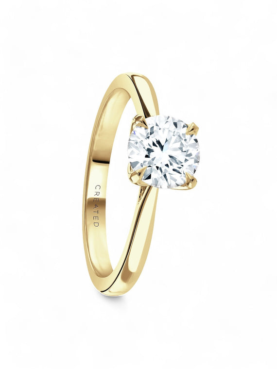 'Magnolia' Approx 1.00ct Round Brilliant Cut Lab Grown Diamond Solitaire Engagement Ring in 18ct Yellow Gold