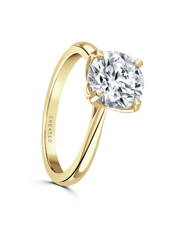 Lab Grown Diamond Solitaire Engagement Ring 2.00ct Round Brilliant Cut in 18ct Yellow Gold