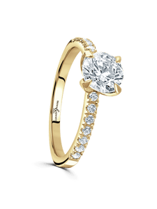 Diamond Solitaire Engagement Ring 1.00ct Certificated Round Brilliant Cut in 18ct Yellow Gold with Diamond Shoulders