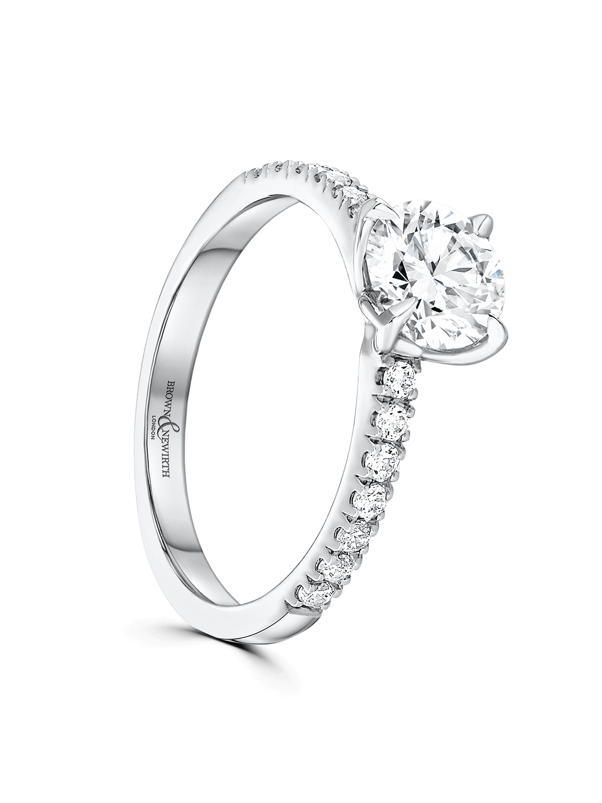 Diamond Solitaire Engagement Ring 0.90ct Certificated Round Brilliant Cut in Platinum with Diamond Shoulders