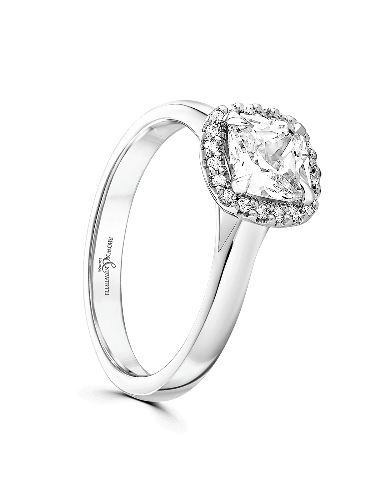 Brown & Newirth Nova 1.00ct Cushion Cut Certificated Diamond Halo Engagement Ring in Platinum