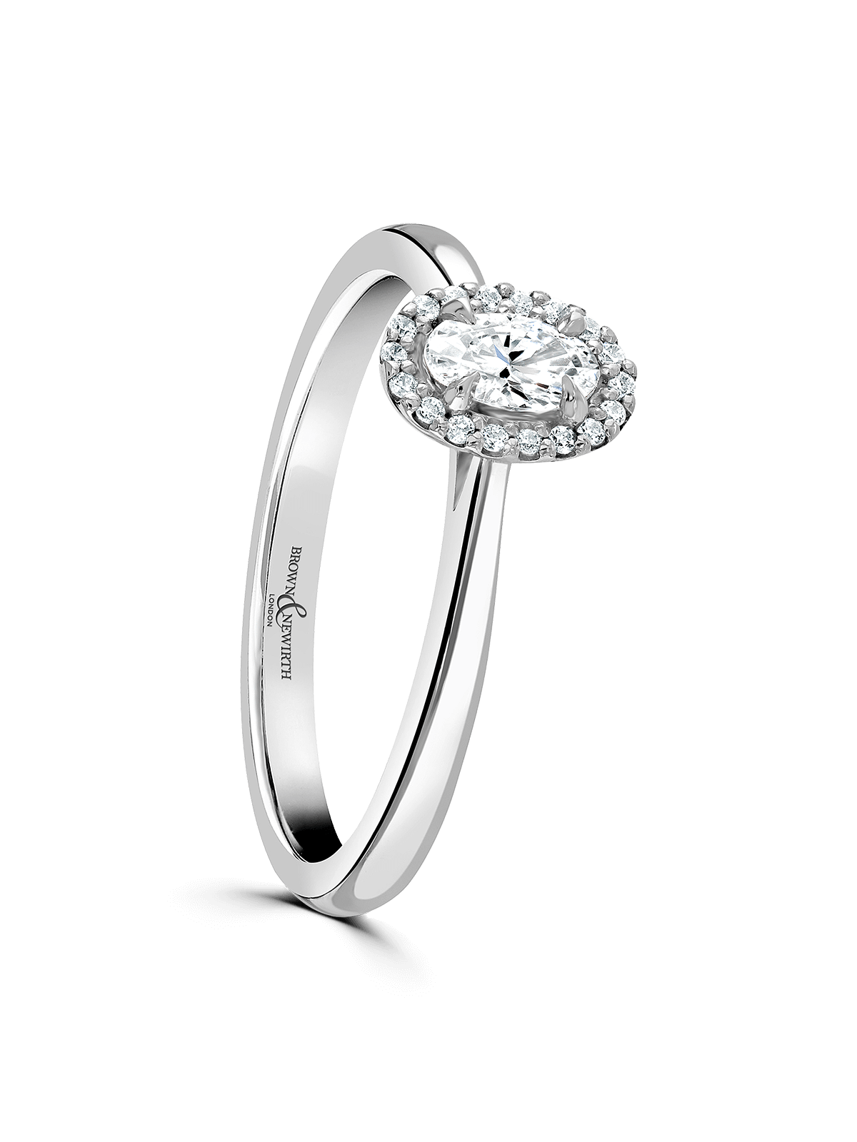Brown & Newirth Carina 0.50ct Oval Cut Certificated Diamond Halo Engagement Ring in Platinum