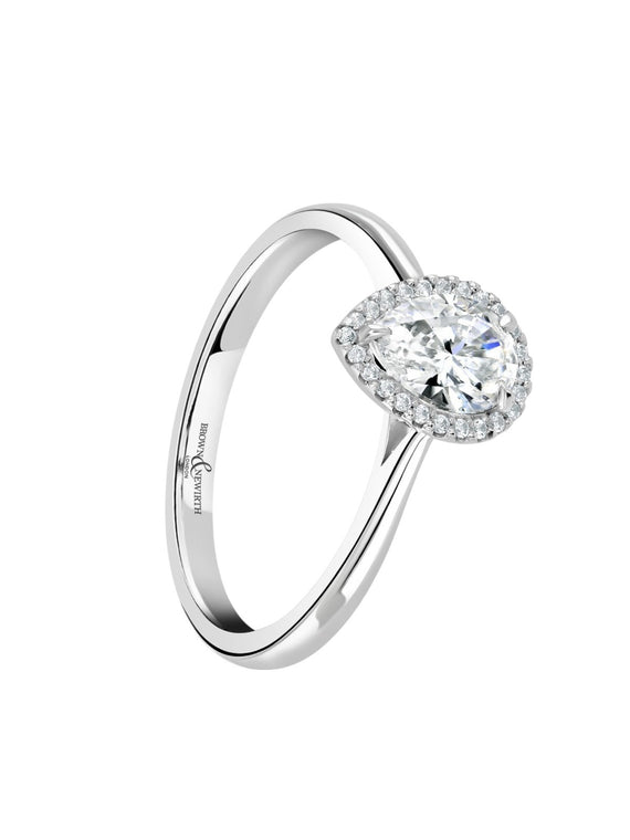 Brown & Newirth Cordelia 0.30ct Pear Cut Certificated Diamond Halo Engagement Ring in Platinum