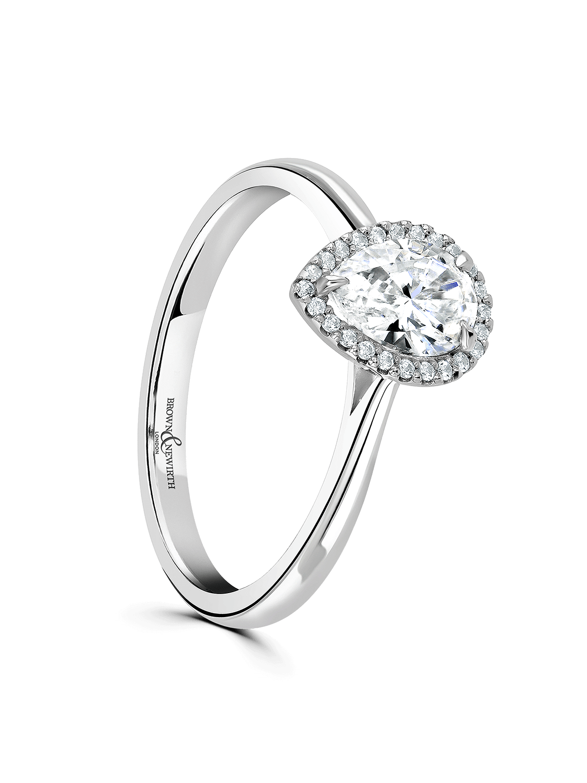 Brown & Newirth Cordelia 0.30ct Pear Cut Certificated Diamond Halo Engagement Ring in Platinum