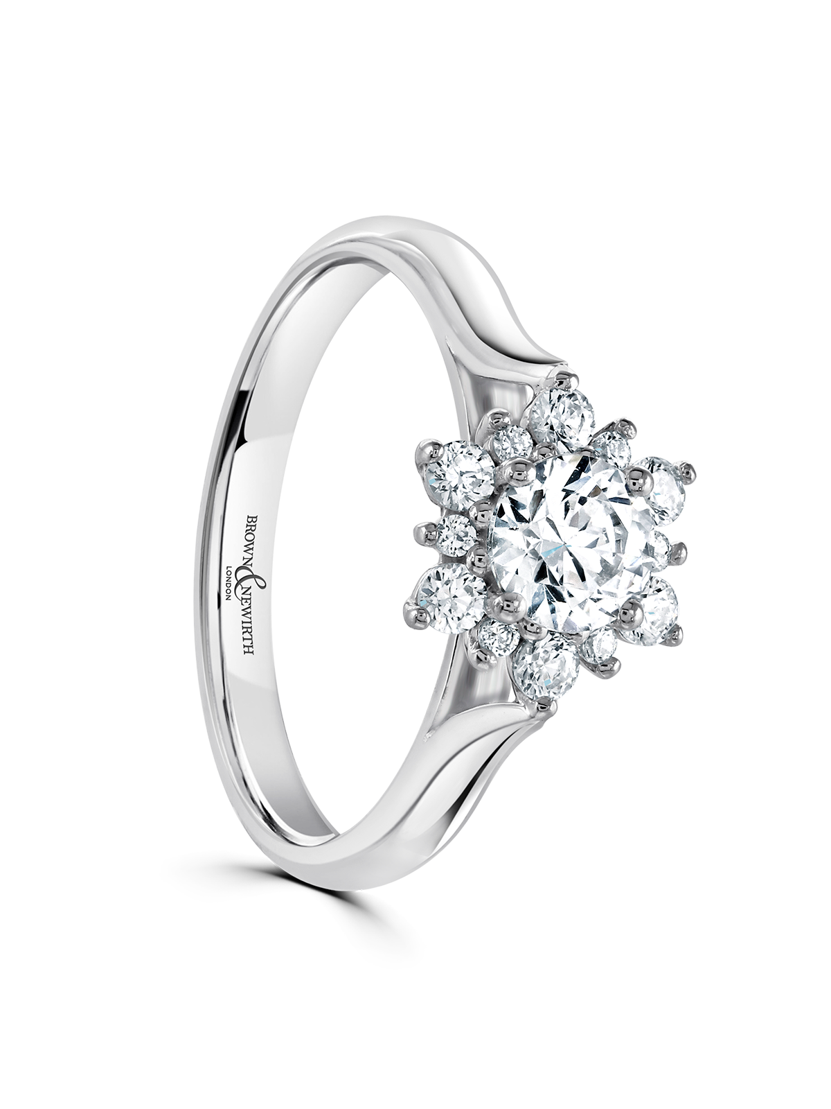 Brown & Newirth Lumi 0.50ct Brilliant Cut Certificated Diamond Halo Engagement Ring in Platinum