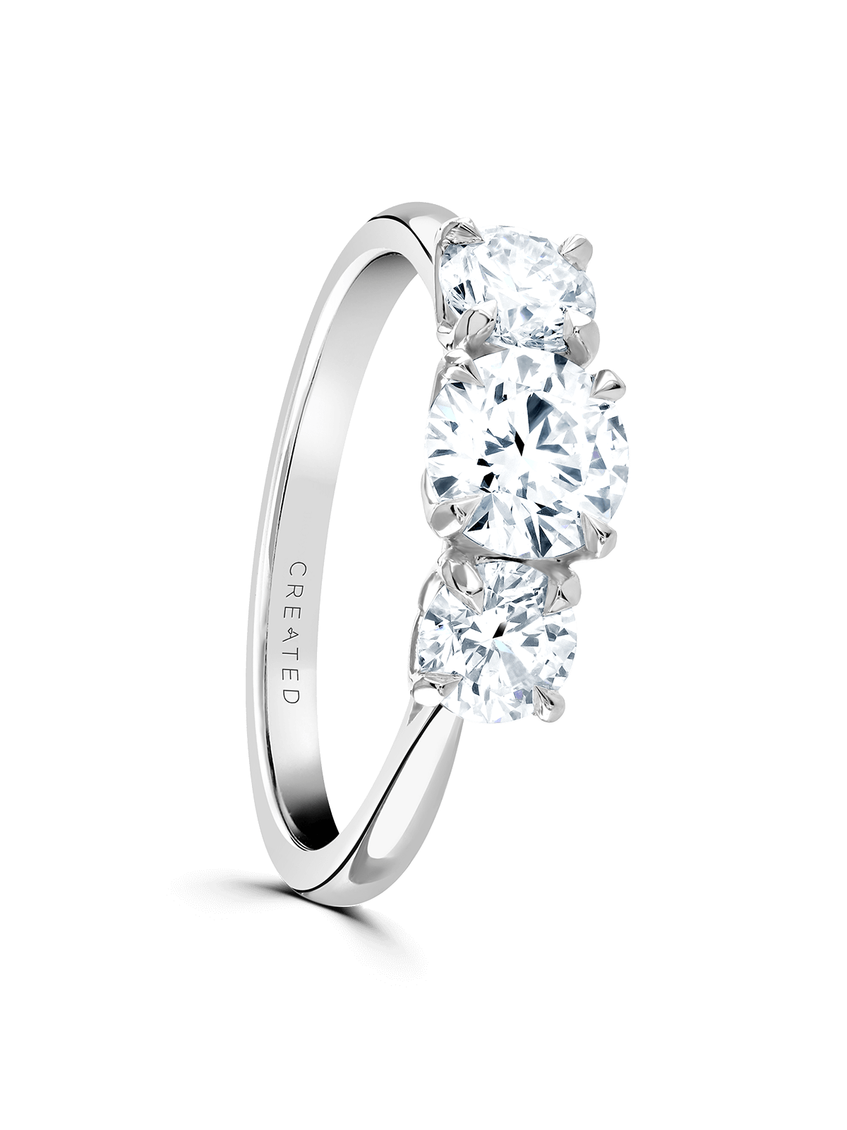 "Peony" Approx 1.80ct Brilliant Cut Lab Grown Diamond Three Stone Ring in Platinum