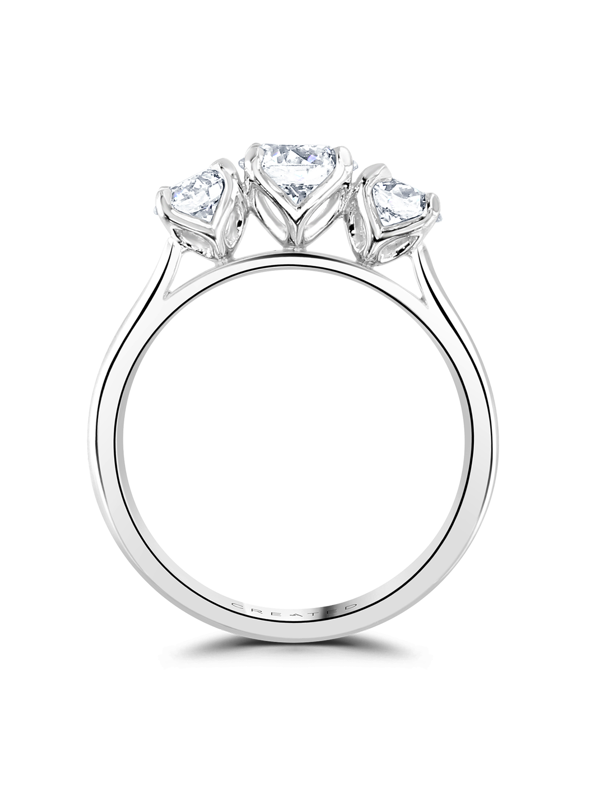 Lab Grown Diamond Three Stone Ring 1.80ct Brilliant Cut in Platinum