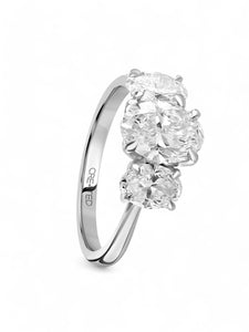 'Peony' Approx 2.50ct Oval Cut Lab Grown Diamond Three Stone Ring in Platinum