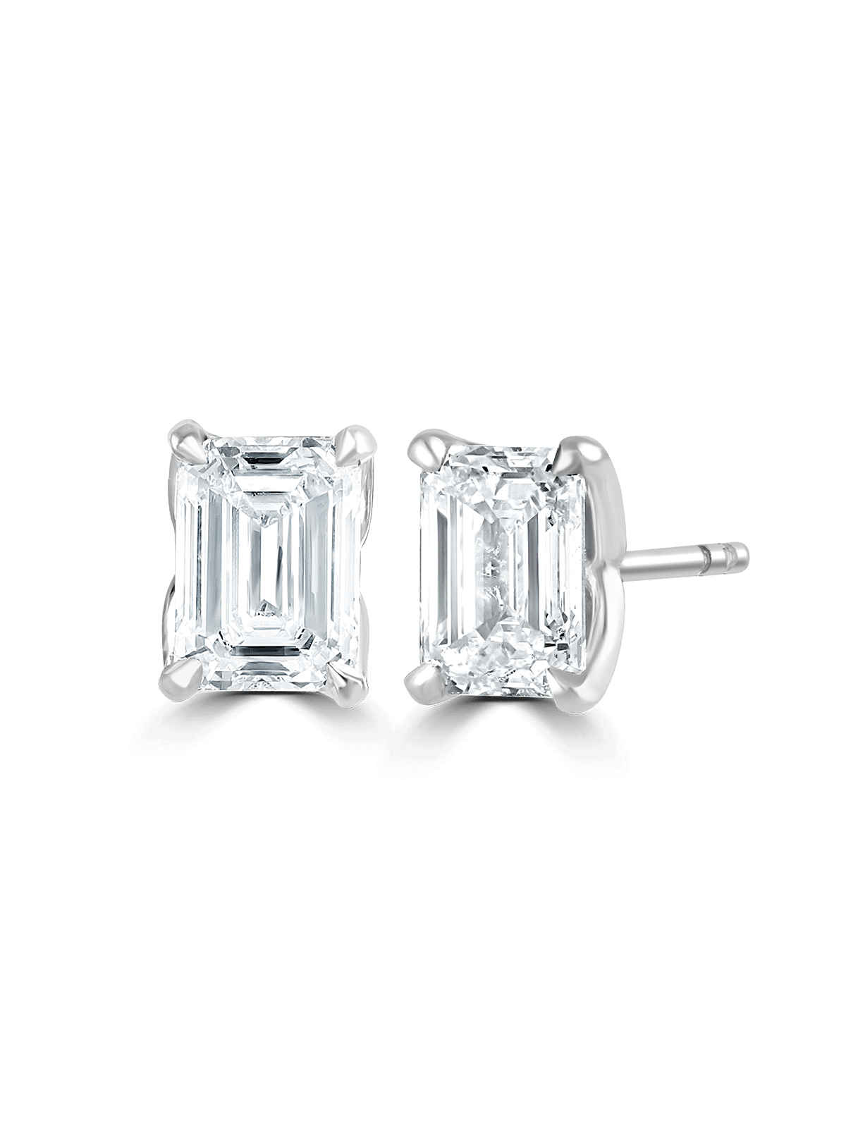 "Sorrel" Approx 2.00ct Emerald Cut Lab Grown Diamond Solitaire Stud Earrings in Platinum