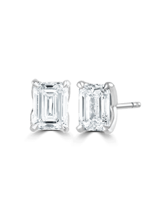 "Sorrel" Approx 2.00ct Emerald Cut Lab Grown Diamond Solitaire Stud Earrings in Platinum