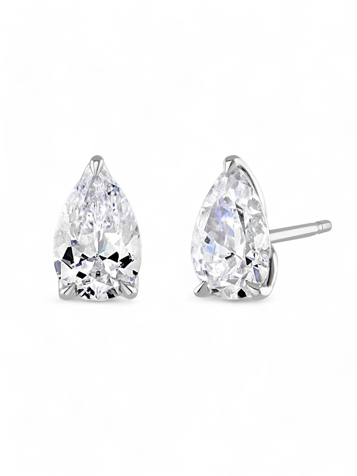 'Cordelia' Approx 2.00ct Pear Cut Lab Grown Diamond Solitaire Stud Earrings in Platinum