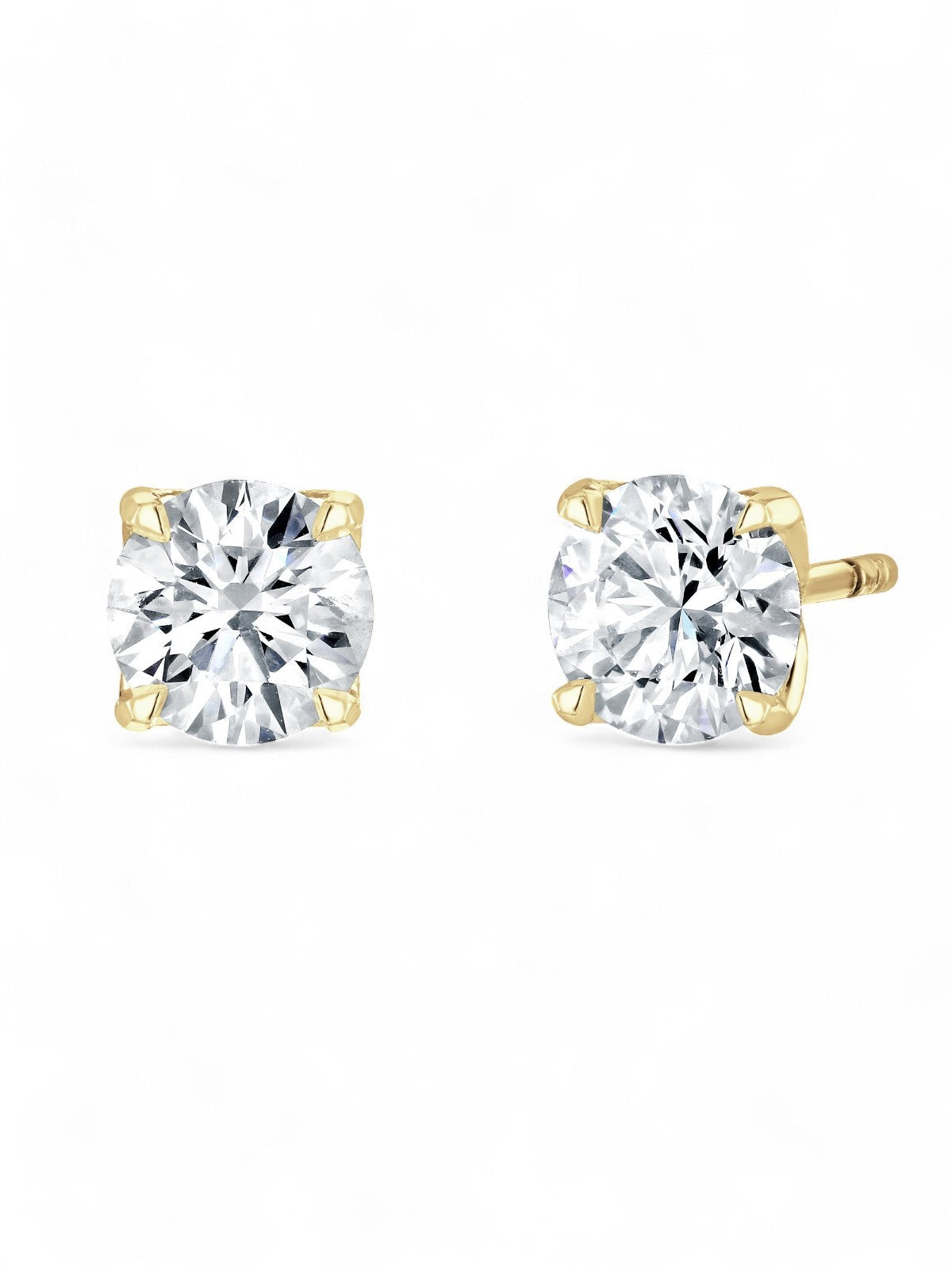 'Magnolia' Approx 1.40ct Round Brilliant Cut Lab Grown Diamond Solitaire Stud Earrings in 18ct Yellow Gold