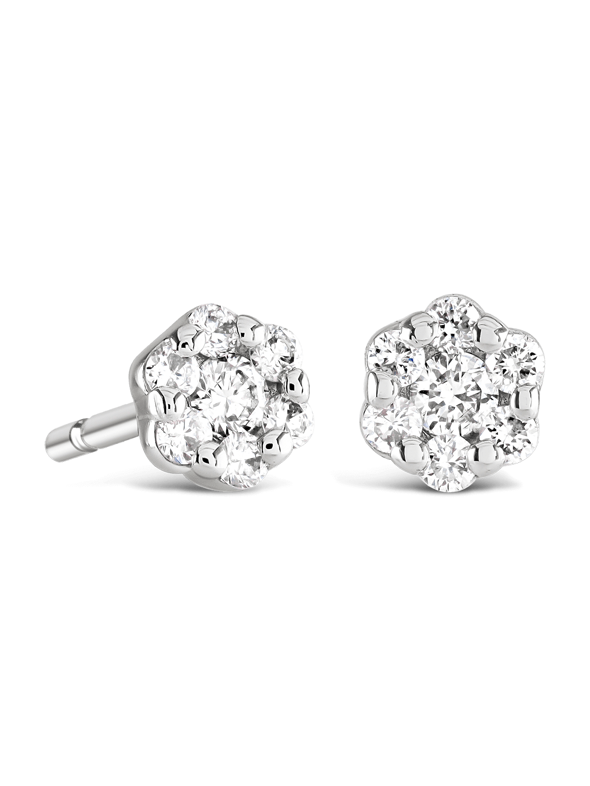 Brown & Newirth Bella 0.15ct Brilliant Cut Diamond Cluster Earrings in 9ct White Gold