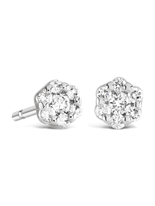 Brown & Newirth Bella 0.15ct Brilliant Cut Diamond Cluster Earrings in 9ct White Gold