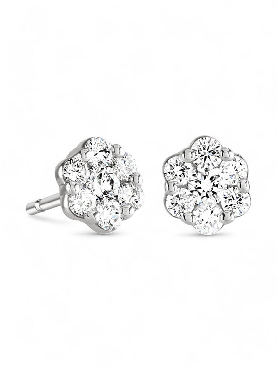 Brown & Newirth Bella 0.30ct Brilliant Cut Diamond Cluster Earrings in 9ct White Gold