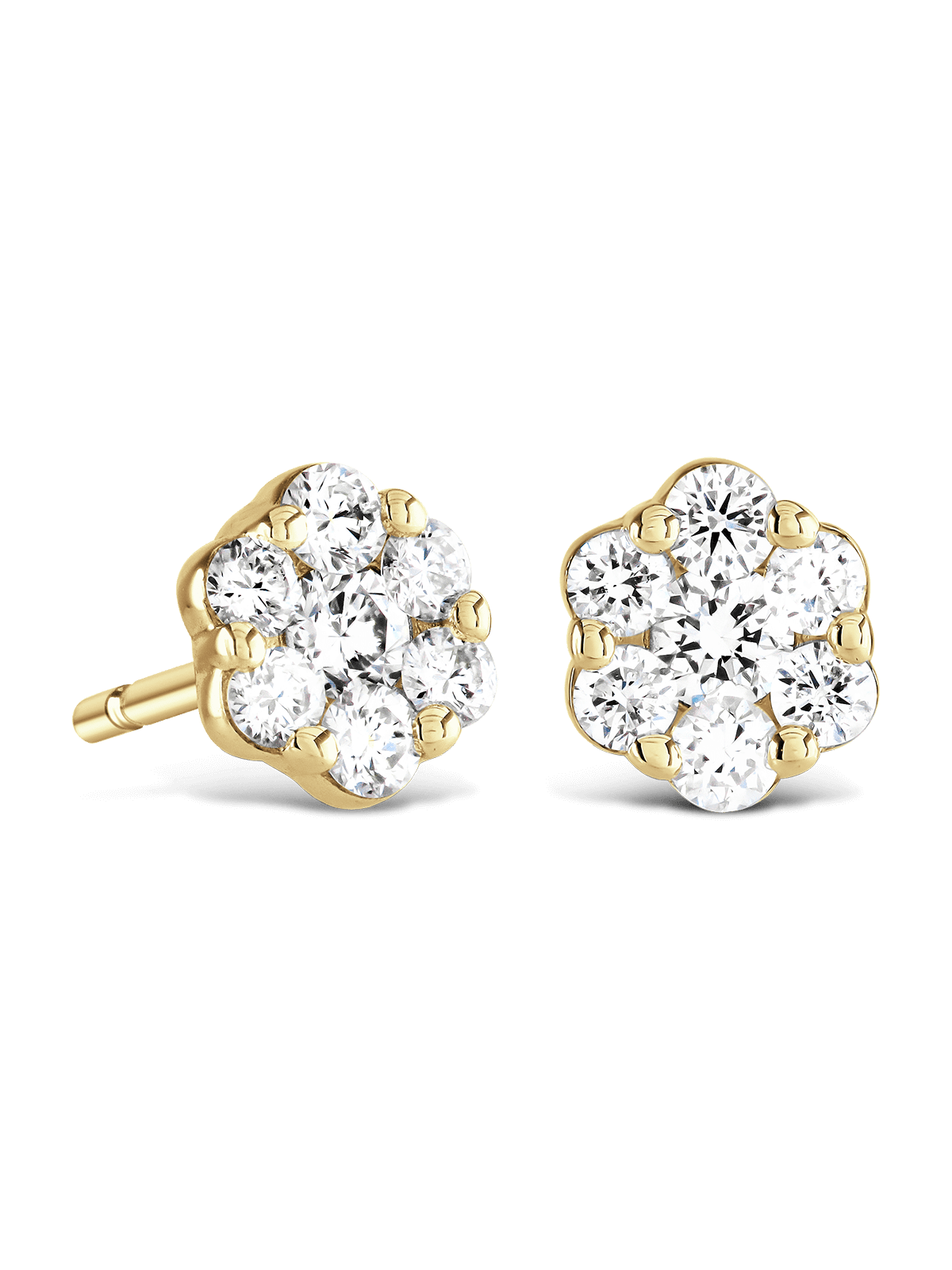 Brown & Newirth Bella 0.30ct Brilliant Cut Diamond Cluster Earrings in 9ct Yellow Gold