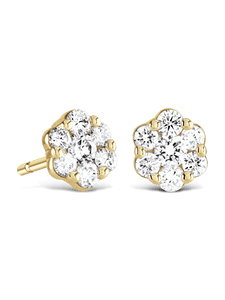 Brown & Newirth Bella 0.30ct Brilliant Cut Diamond Cluster Earrings in 9ct Yellow Gold