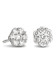 Brown & Newirth Bella 0.50ct Brilliant Cut Diamond Cluster Earrings in 9ct White Gold