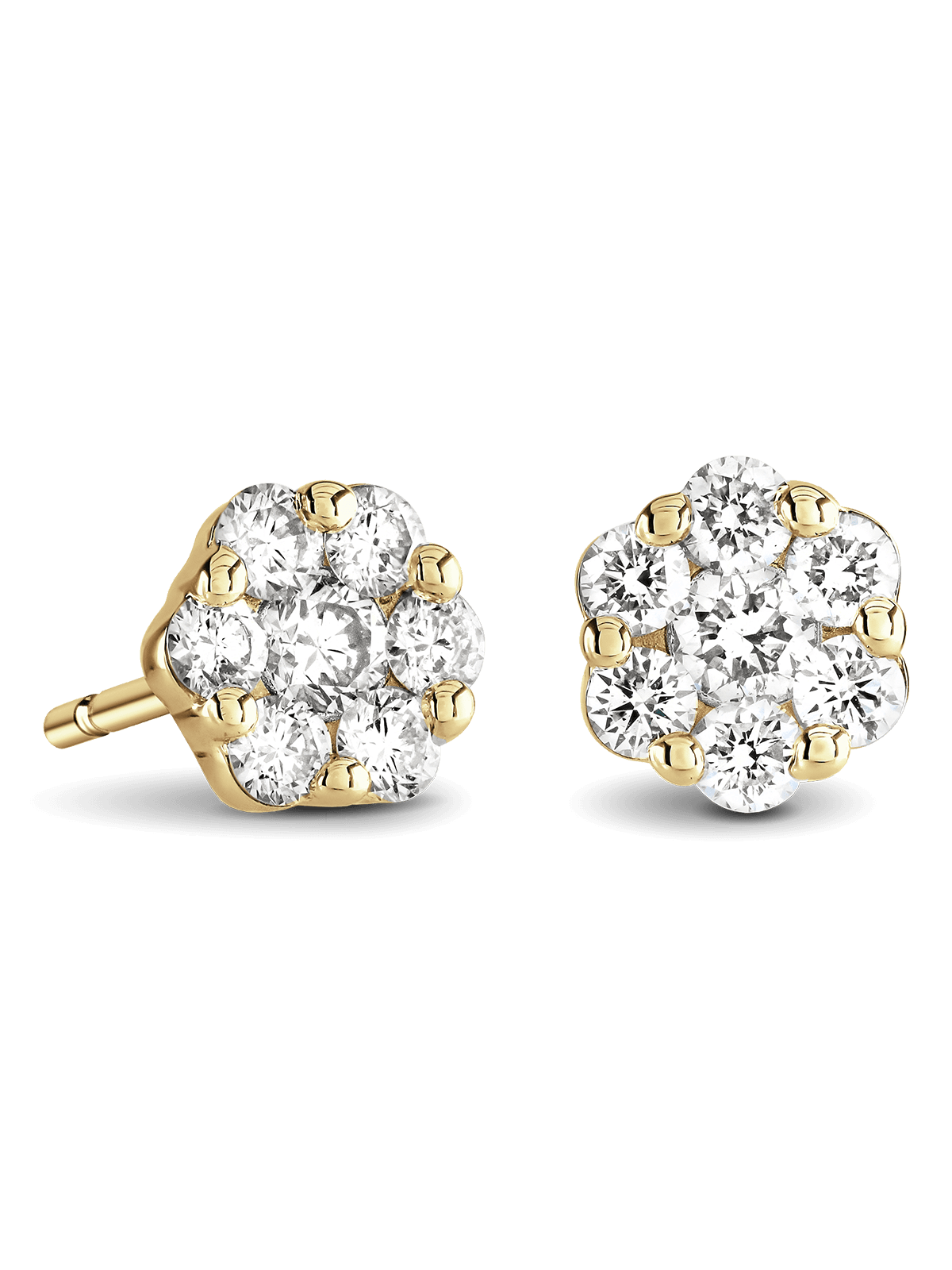 Brown & Newirth Bella 0.50ct Brilliant Cut Diamond Cluster Earrings in 9ct Yellow Gold