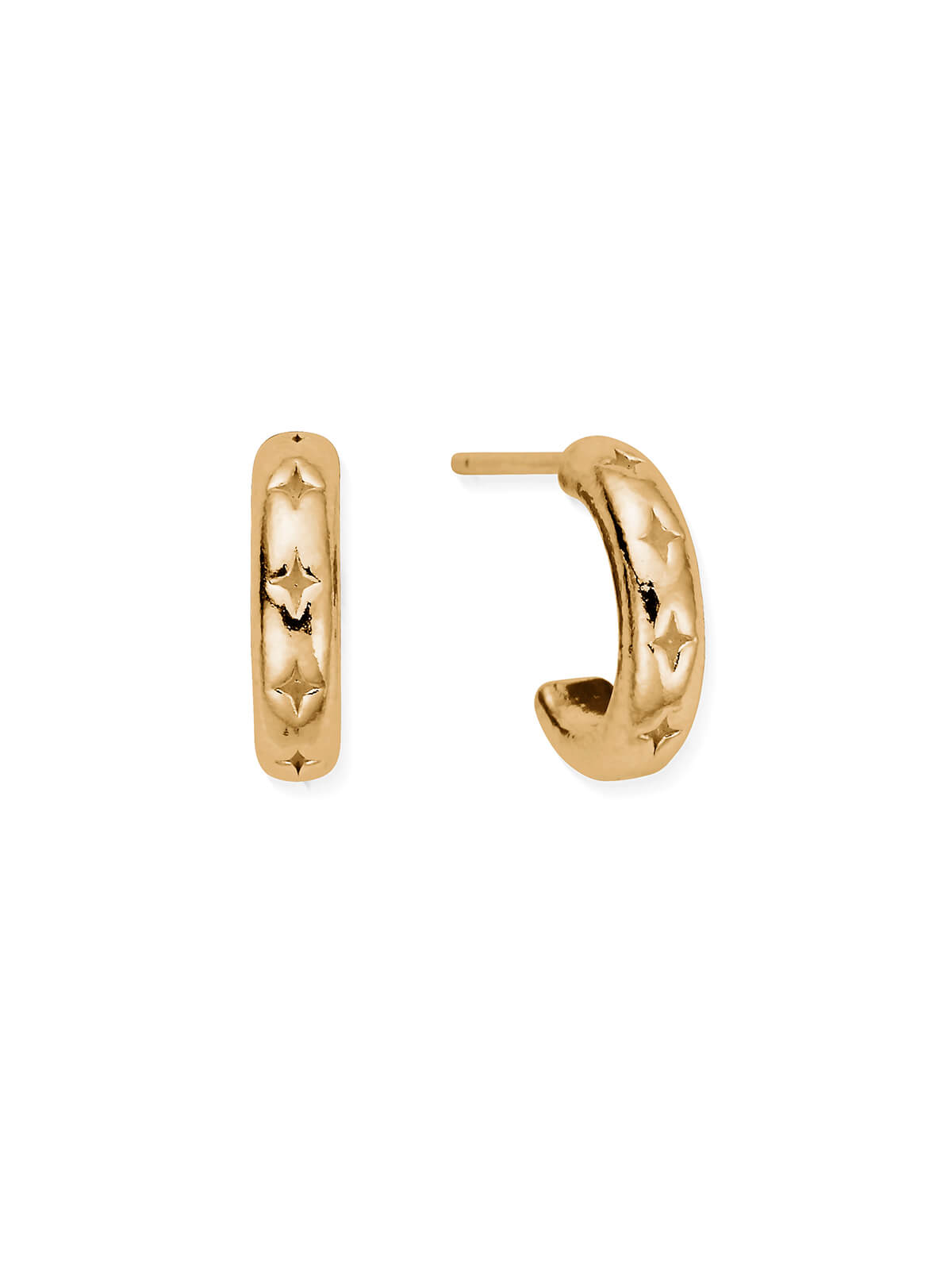 ChloBo Cut Out North Star Huggie Hoop Earrings in Gold Plating GEH3323