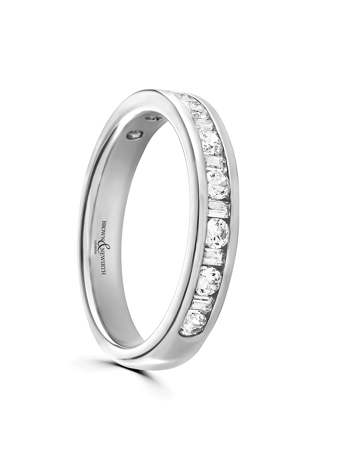 Brown & Newirth Charm 0.50ct Brilliant & Baguette Cut Diamond Wedding Ring in Platinum