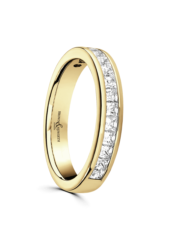 Brown & Newirth Devine 0.75ct Princess Cut Diamond Wedding Ring in 9ct Yellow Gold