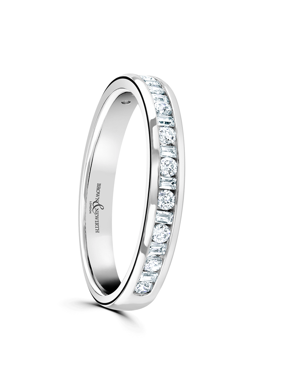 Diamond Half Eternity Ring 0.33ct Baguette & Round Brilliant Cut in 9ct White Gold