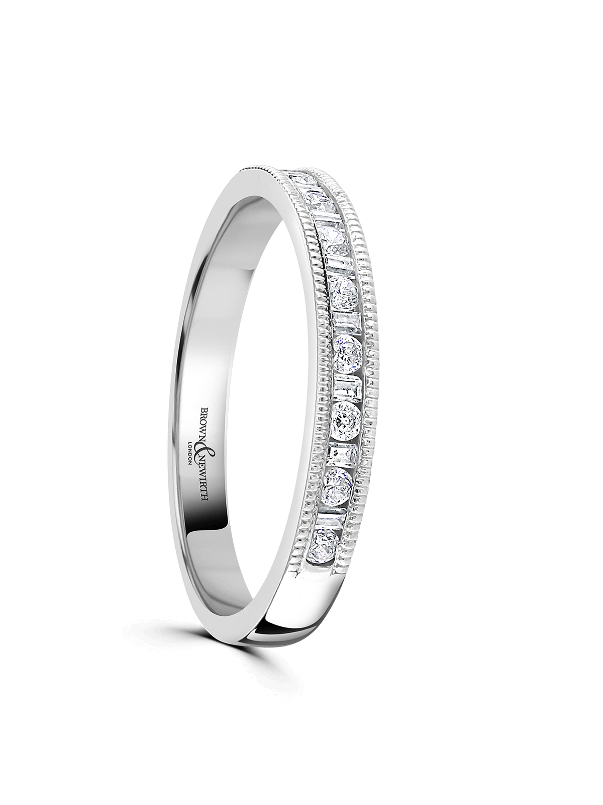 Diamond Half Eternity Ring 0.20ct Brilliant & Baguette Cut in Platinum