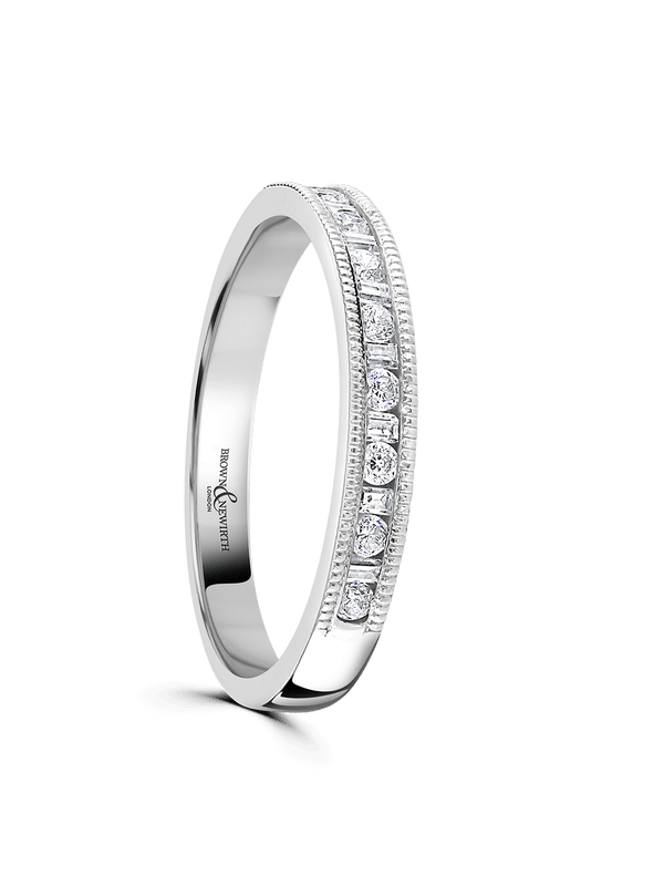 Diamond Half Eternity Ring 0.20ct Brilliant & Baguette Cut in Platinum