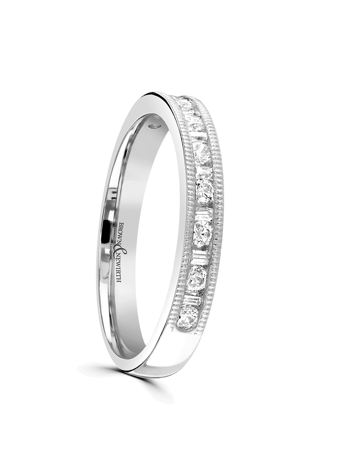 Diamond Half Eternity Ring 0.33ct Round Brilliant & Baguette Cut in Platinum