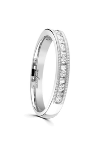 Diamond Half Eternity Ring 0.33ct Round Brilliant & Baguette Cut in Platinum